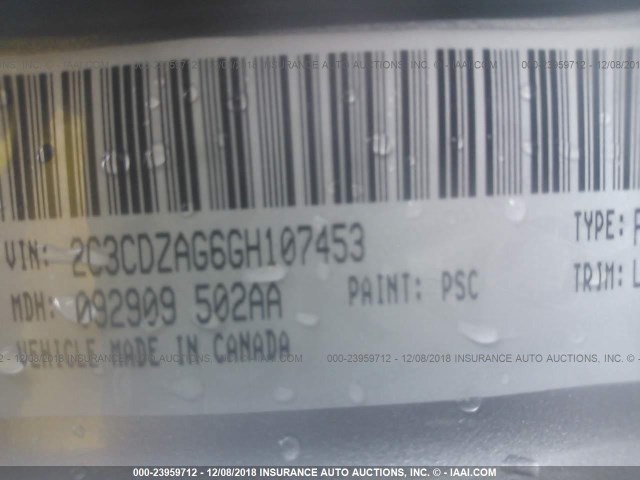 2C3CDZAG6GH107453 - 2016 DODGE CHALLENGER SXT SILVER photo 9