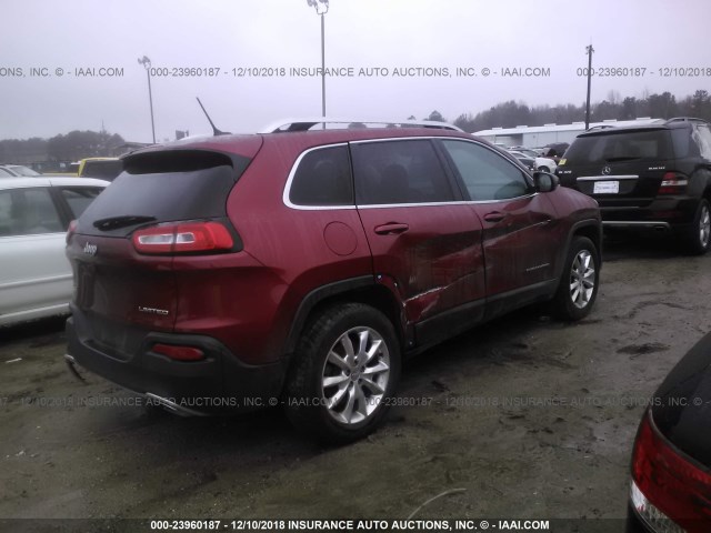 1C4PJMDS0FW520428 - 2015 JEEP CHEROKEE LIMITED RED photo 4