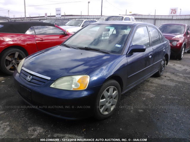 2HGES26771H611481 - 2001 HONDA CIVIC EX BLUE photo 2