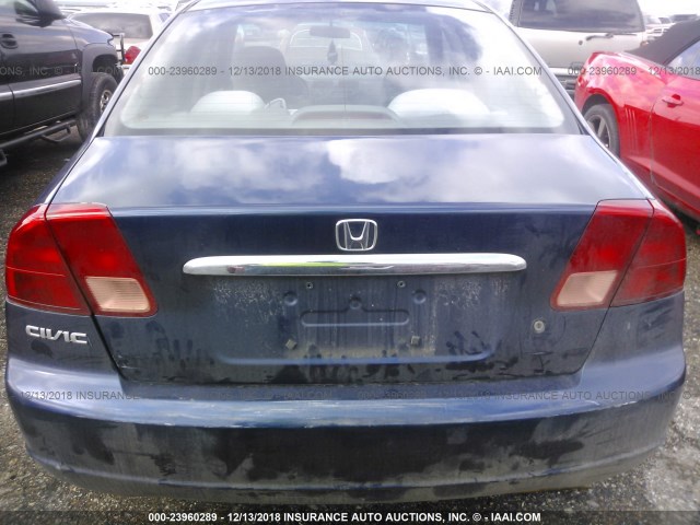 2HGES26771H611481 - 2001 HONDA CIVIC EX BLUE photo 6