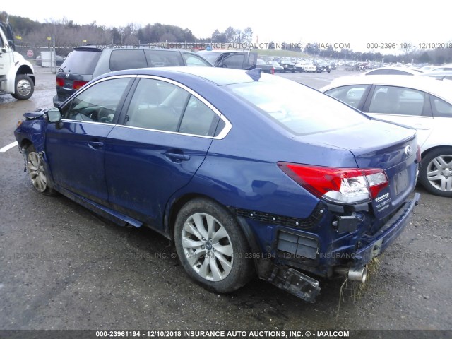 4S3BNAF62H3003231 - 2017 SUBARU LEGACY 2.5I PREMIUM BLUE photo 3