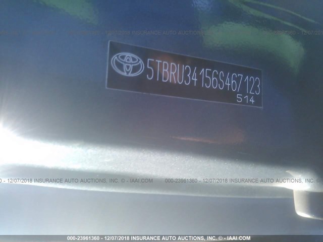 5TBRU34156S467123 - 2006 TOYOTA TUNDRA ACCESS CAB SR5 BLUE photo 9