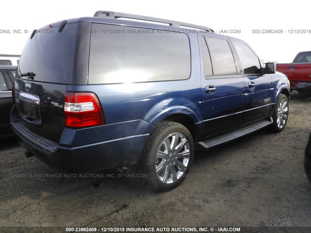 1FMFK15538LA23499 - 2008 FORD EXPEDITION EL XLT BLUE photo 4