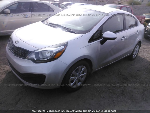 KNADM4A3XE6326556 - 2014 KIA RIO LX SILVER photo 2