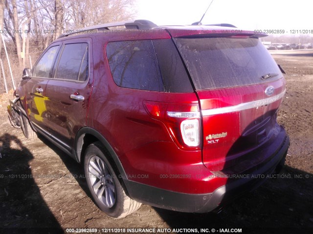 1FM5K7D80FGB72520 - 2015 FORD EXPLORER XLT RED photo 3