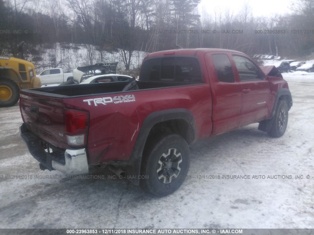 5TFSZ5AN2HX091121 - 2017 TOYOTA TACOMA ACCESS CAB/SR5/TRD SPT/OR RED photo 4