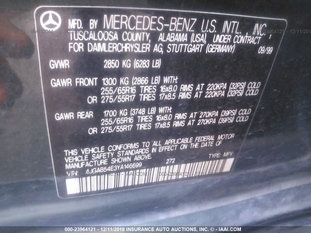 4JGAB54E3YA146699 - 2000 MERCEDES-BENZ ML 320 GREEN photo 9