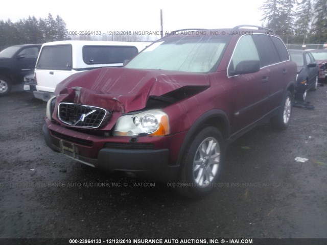 YV1CZ91H241101420 - 2004 VOLVO XC90 T6 MAROON photo 2