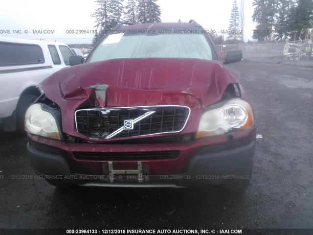 YV1CZ91H241101420 - 2004 VOLVO XC90 T6 MAROON photo 6