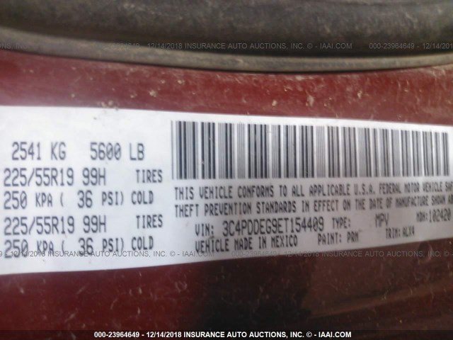 3C4PDDEG9ET154409 - 2014 DODGE JOURNEY R/T RED photo 9