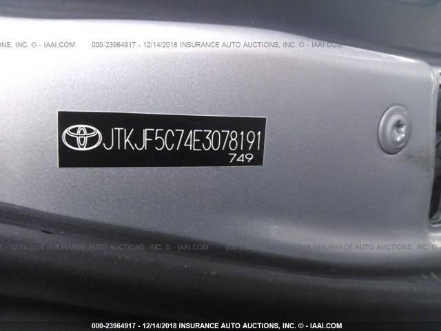 JTKJF5C74E3078191 - 2014 TOYOTA SCION TC ვერცხლისფერი ფოტო 9