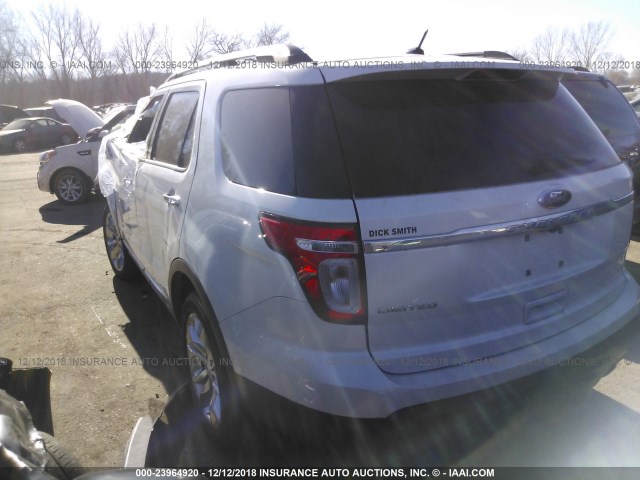 1FM5K8F80DGA75107 - 2013 FORD EXPLORER LIMITED WHITE photo 3