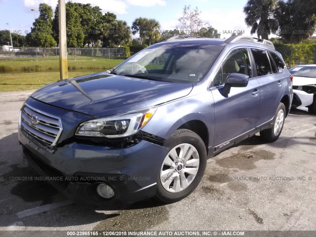 4S4BSACC6H3371216 - 2017 SUBARU OUTBACK 2.5I PREMIUM BLUE photo 2