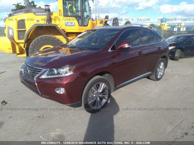 2T2ZK1BA0FC201033 - 2015 LEXUS RX RED photo 2