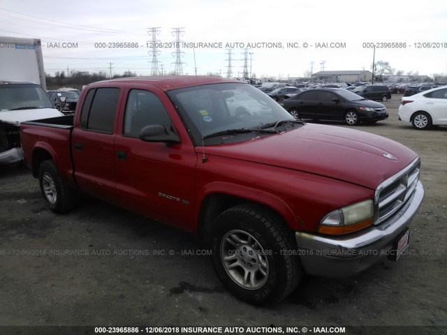 1B7HL48NX2S505780 - 2002 DODGE DAKOTA QUAD SLT RED photo 1