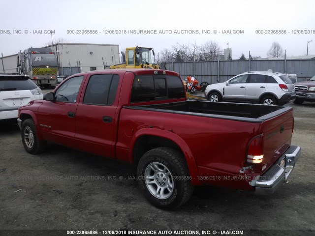 1B7HL48NX2S505780 - 2002 DODGE DAKOTA QUAD SLT RED photo 3