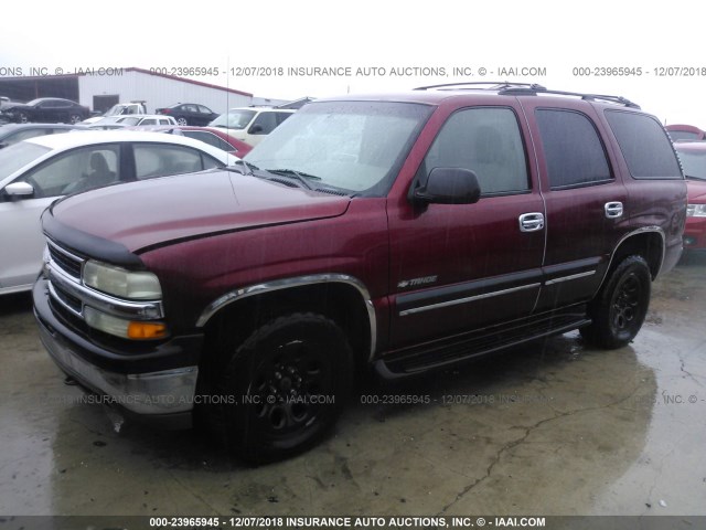 1GNEK13V72R227611 - 2002 CHEVROLET TAHOE K1500 MAROON photo 2