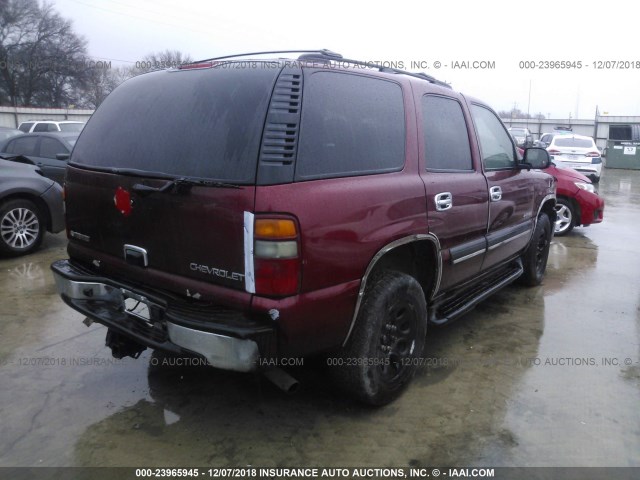 1GNEK13V72R227611 - 2002 CHEVROLET TAHOE K1500 MAROON photo 4