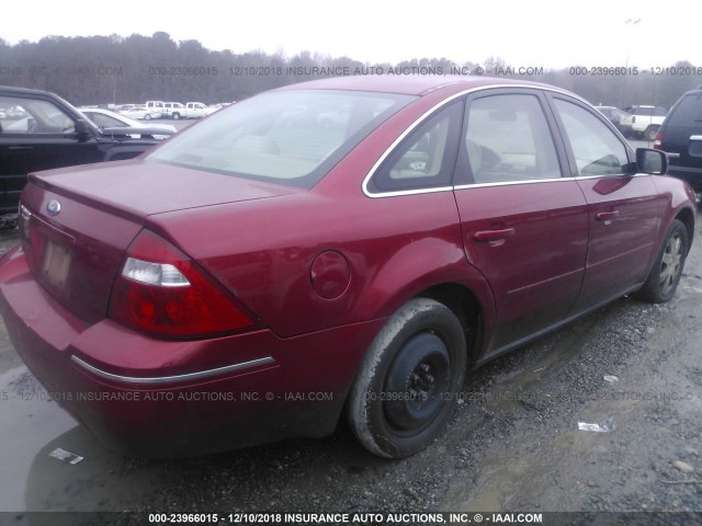 1FAHP26156G120991 - 2006 FORD FIVE HUNDRED SE BURGUNDY photo 4