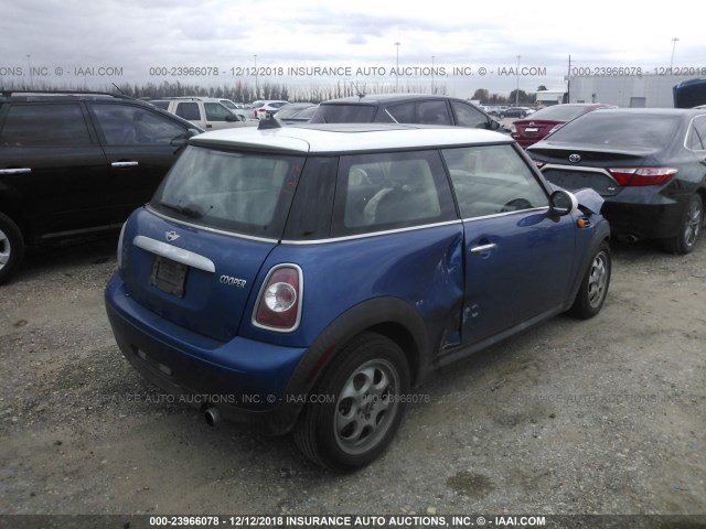 WMWSU3C59DT545301 - 2013 MINI COOPER BLUE photo 4