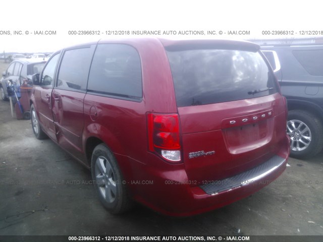 2C4RDGBGXDR609526 - 2013 DODGE GRAND CARAVAN SE RED photo 3