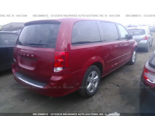 2C4RDGBGXDR609526 - 2013 DODGE GRAND CARAVAN SE RED photo 4