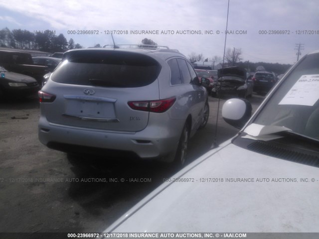 5N1AL0MM2DC351534 - 2013 INFINITI JX35 SILVER photo 4