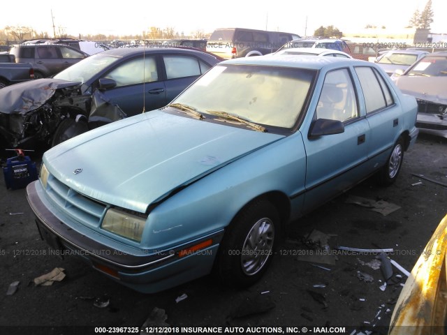 1B3XP48D2NN168307 - 1992 DODGE SHADOW BLUE photo 2