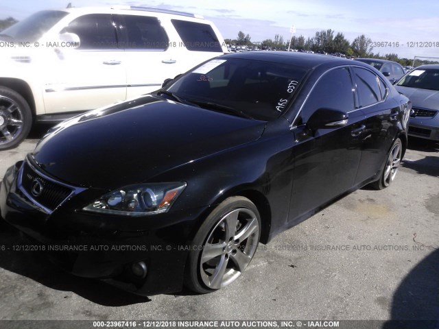 JTHBF5C26D5190377 - 2013 LEXUS IS 250 BLACK photo 2