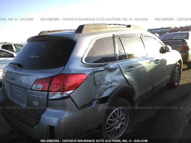 4S4BRCCC3B3398615 - 2011 SUBARU OUTBACK 2.5I PREMIUM SILVER photo 4