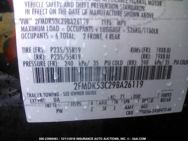 2FMDK53C29BA26119 - 2009 FORD FLEX LIMITED BLACK photo 9