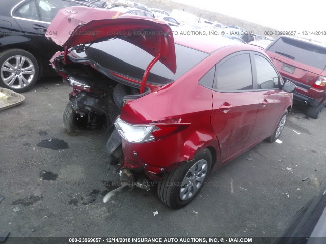 KMHCT4AE5HU340346 - 2017 HYUNDAI ACCENT SE RED photo 4