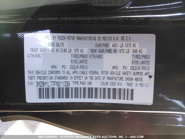 3MZBM1L77FM211338 - 2015 MAZDA 3 TOURING BLACK photo 9