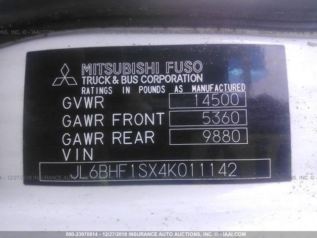 JL6BHF1SX4K011142 - 2004 MITSUBISHI FUSO TRUCK FE 640 Unknown photo 9