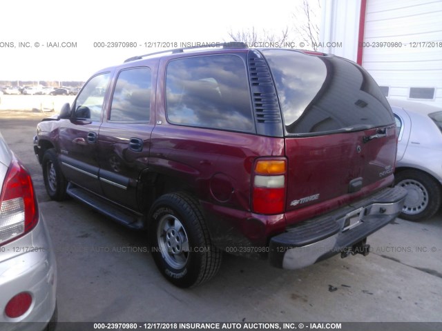 1GNEK13ZX2R284839 - 2002 CHEVROLET TAHOE K1500 BURGUNDY photo 3