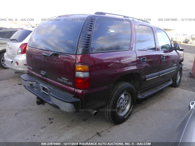 1GNEK13ZX2R284839 - 2002 CHEVROLET TAHOE K1500 BURGUNDY photo 4