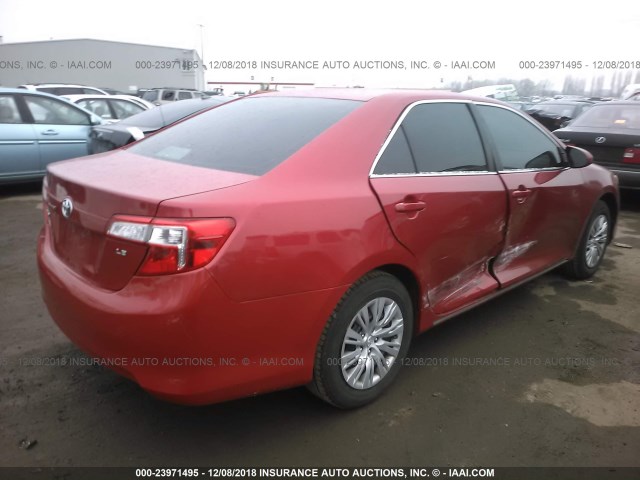 4T1BF1FK8CU523295 - 2012 TOYOTA CAMRY SE/LE/XLE RED photo 4