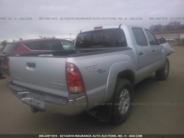 5TEJU62N57Z379396 - 2007 TOYOTA TACOMA DOUBLE CAB PRERUNNER SILVER photo 4