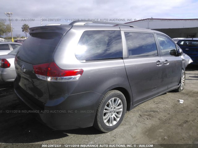 5TDYK3DC6DS344440 - 2013 TOYOTA SIENNA XLE/LIMITED GRAY photo 4