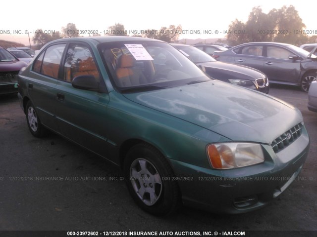 KMHCG45C31U193253 - 2001 HYUNDAI ACCENT GL GREEN photo 1