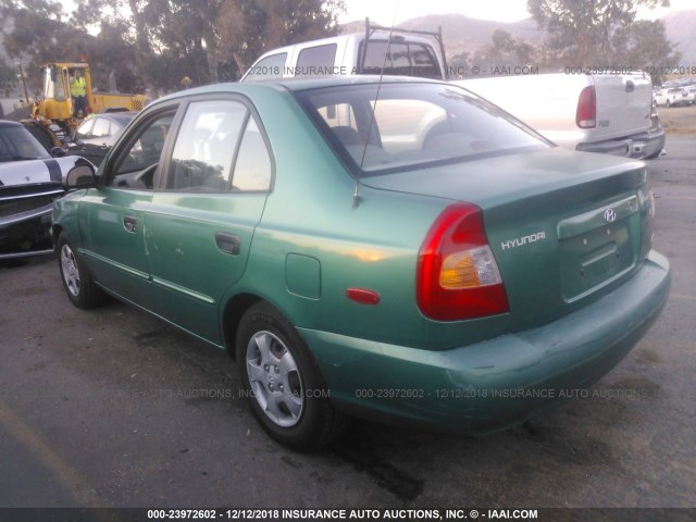 KMHCG45C31U193253 - 2001 HYUNDAI ACCENT GL GREEN photo 3