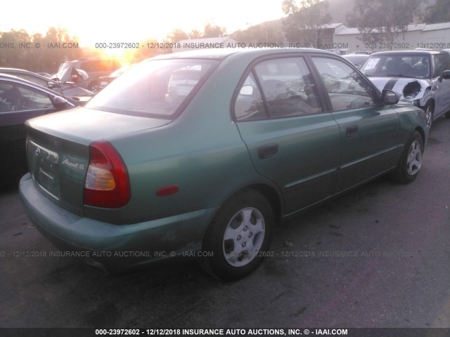 KMHCG45C31U193253 - 2001 HYUNDAI ACCENT GL GREEN photo 4