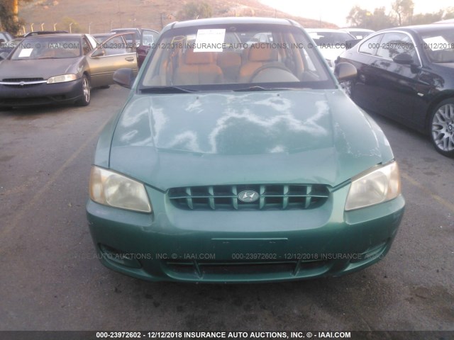 KMHCG45C31U193253 - 2001 HYUNDAI ACCENT GL GREEN photo 6