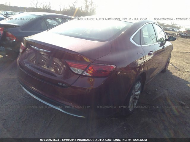 1C3CCCAB4GN116261 - 2016 CHRYSLER 200 LIMITED RED photo 4