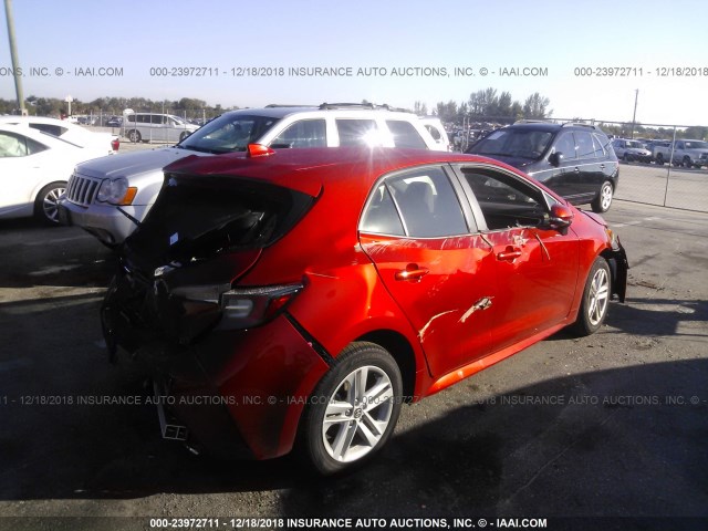 JTNK4RBE6K3016856 - 2019 TOYOTA COROLLA SE/XSE RED photo 4