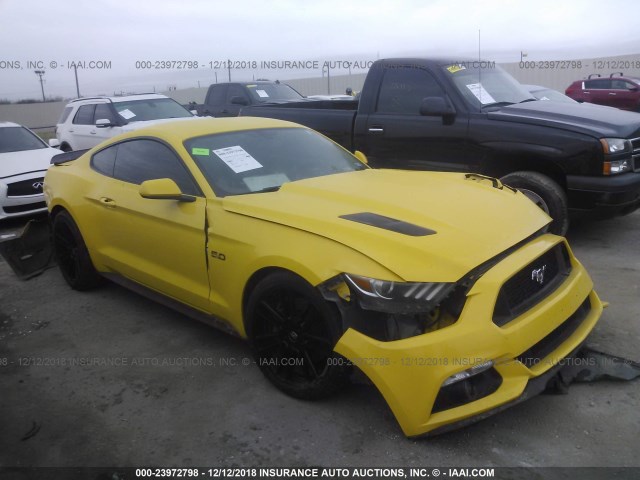 1FA6P8CF7F5362476 - 2015 FORD MUSTANG GT YELLOW photo 1