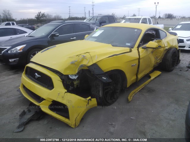 1FA6P8CF7F5362476 - 2015 FORD MUSTANG GT YELLOW photo 2