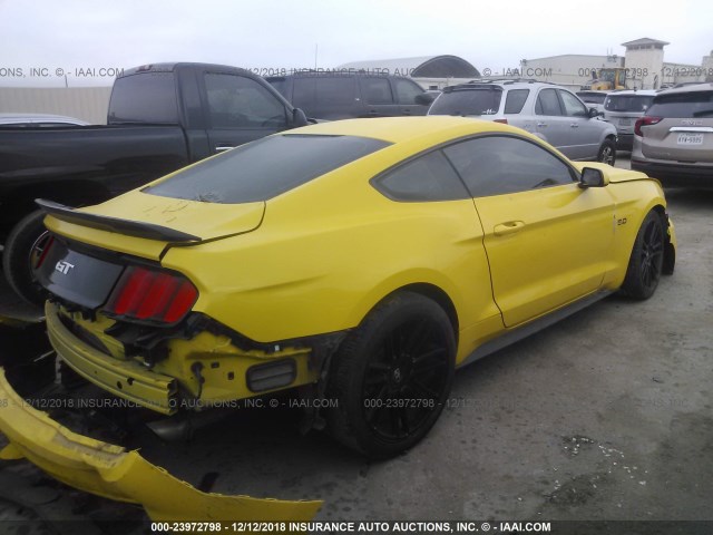 1FA6P8CF7F5362476 - 2015 FORD MUSTANG GT YELLOW photo 4