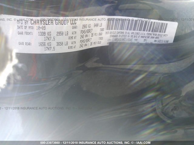 1J4RG4GK0AC115645 - 2010 JEEP COMMANDER SPORT Schwarz Foto 9