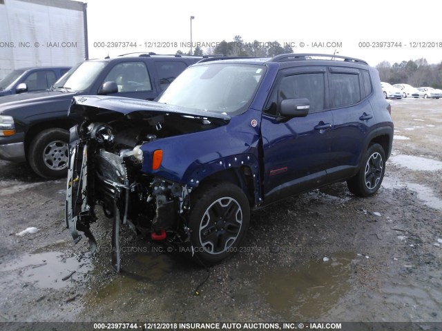 ZACCJBCT4GPD05632 - 2016 JEEP RENEGADE TRAILHAWK BLUE photo 2